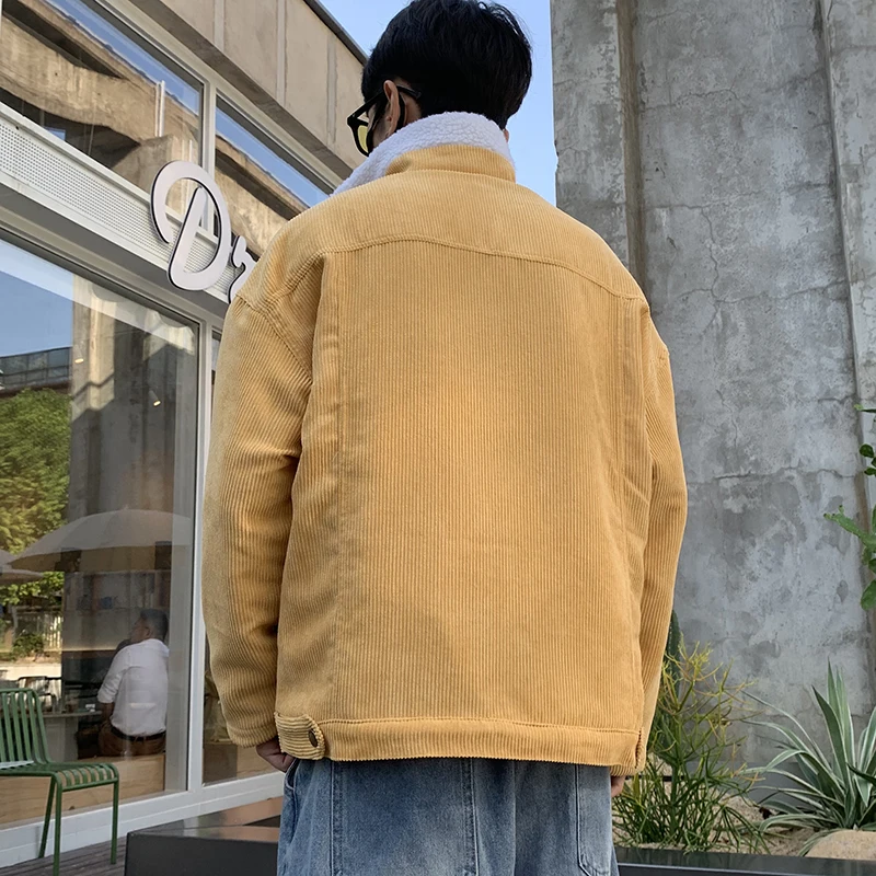 Yellow(AsianSize) Privathinker мужские осень зима плотные теплые вельветовые куртки Мужская Верхняя одежда хип-хоп пальто Мужская Подростковая Повседневная цветная куртка - Цвет: Yellow(AsianSize)