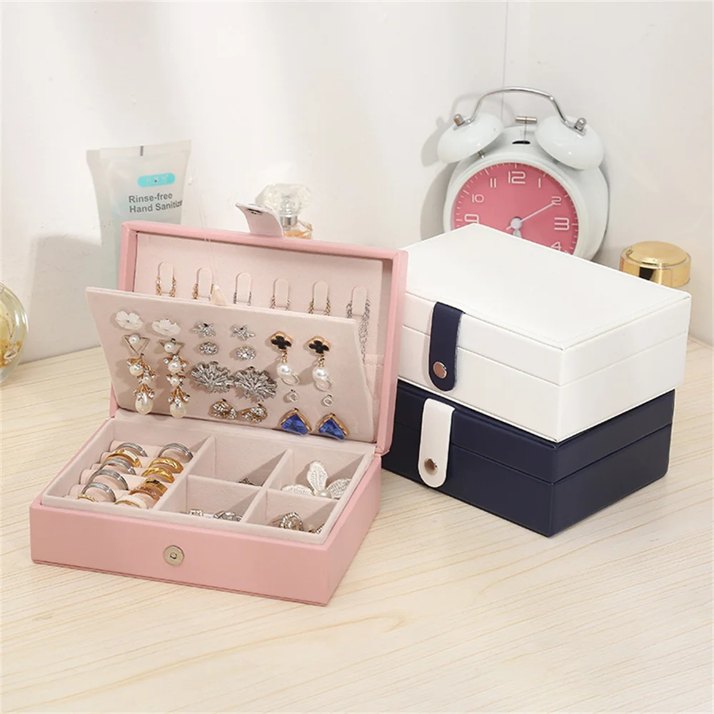 Small Jewelry Box PU Leather White Travel Jewlery Case for Women Girls Gift 