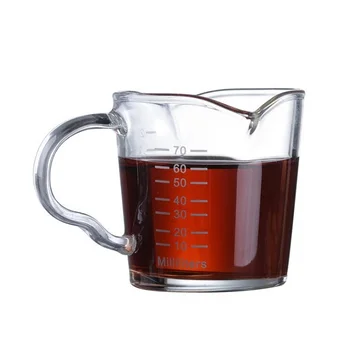 

Clear Espresso Mug with Scale 70ml High Temperature Resistant Glass Coffee Measuring Cup with Handle WB1919