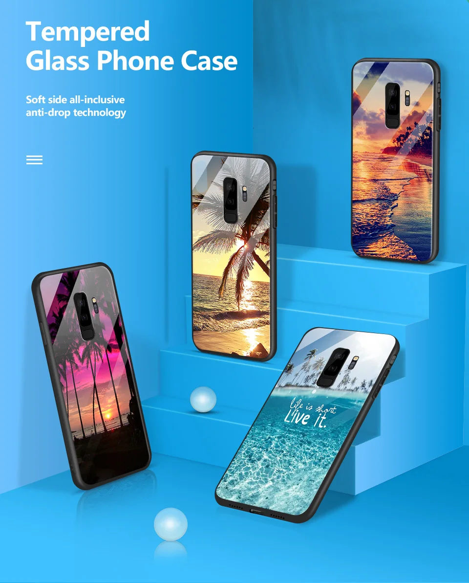 Чехол из закаленного стекла для Samsung Galaxy S8/S8 Plus, мягкий чехол для Galaxy S9 Plus+ защитный чехол для G950 G955 TPU Fundas