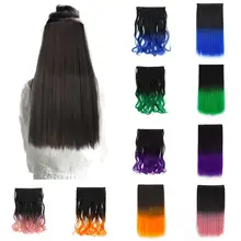 22 ''синтетические волосы черного цвета на 5 клипсах для наращивания темные корни прямые шиньоны для девочек Дети Женщины термостойкие волокна