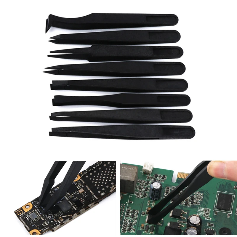 

6/8PCS ESD Antistatic Tweezer Set Quality High Elasticity Plastic Tweezers Kit Curved Straight Multifunction Tweezers Tools Set