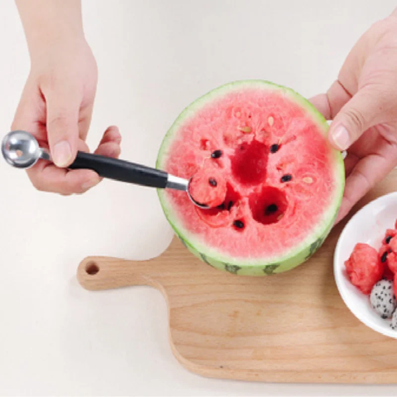 1pc Pink Stainless Steel Double-ended Melon Ball Scoop For Fruit