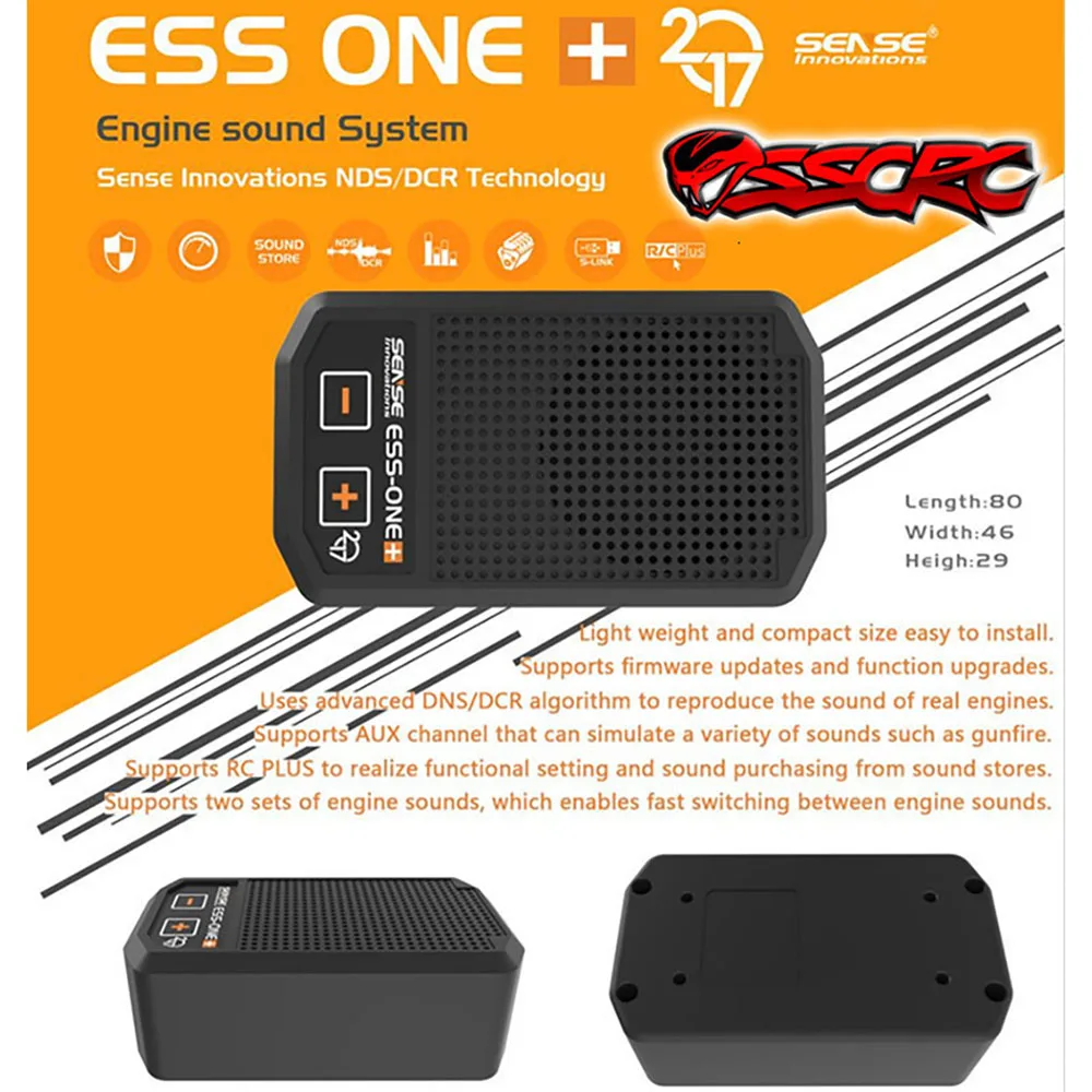RC Engine Sound Simulator - 10 Sound Effects With AUX For Cars, Trucks, Crawlers (Black) - View #10