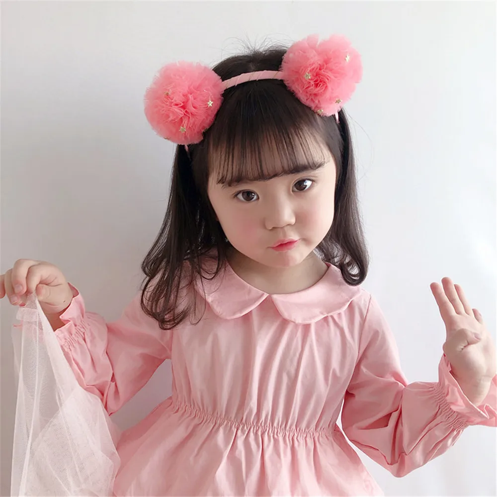 

Children Girl Kids Cute Hairbands Headbands Solid Yarn Ball Ears Princess Fashion Korean Head Wear Accessories Birthday-SWD-W19