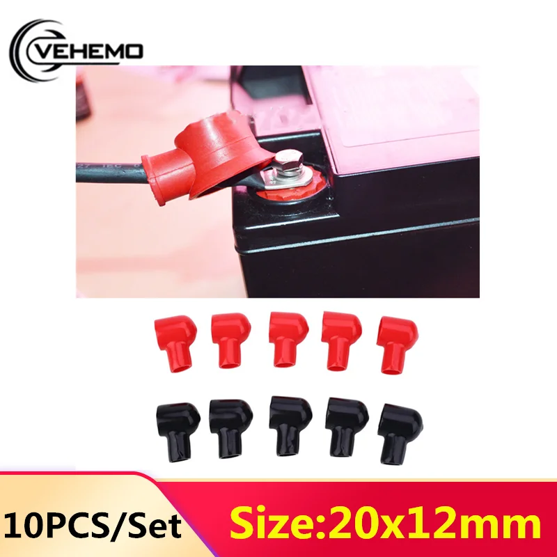 

10PCS Black Red Battery Terminal Boot Round Rubber Insulating Cover Tool 20x12MM New Dustproof Waterproof Insulating Sleeve