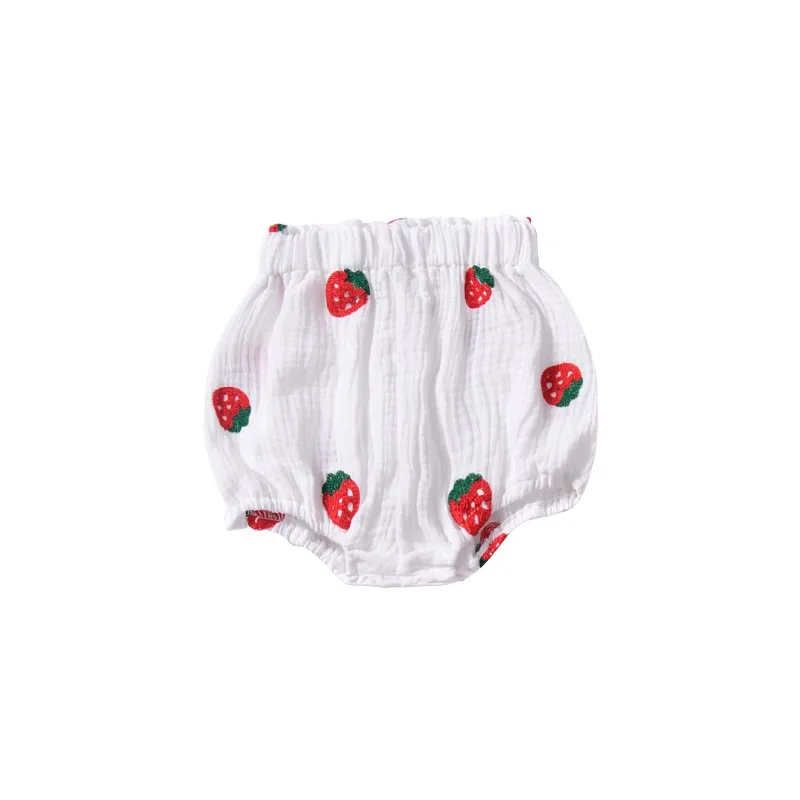 Летние хлопковые трусы для маленьких девочек, милые хлопковые трусы для новорожденных девочек с рисунком фруктов, детские трусы, штаны, штанишки для подгузников - Цвет: white
