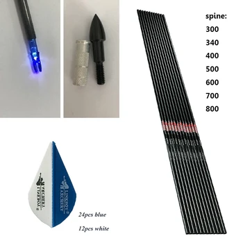 

12pcs Spine300-600 Arrow Shafts LED Nocks Vanes Aluminum Inserts 75gr Point DIY Hunting Linkboy Archery Compound Bow