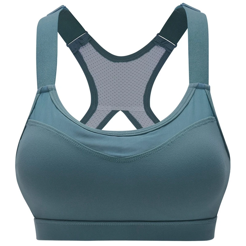 

High Stretch Breathable Sports Bra Top Adjustable Spaghetti Straps Fitness Women Sport Bra For Running Yoga Gym Bra Cyan XL