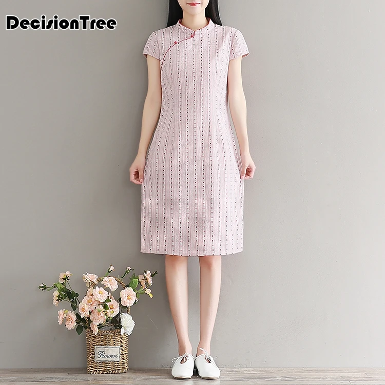 Китайское платье cheongsam qipao с цветочным принтом, винтажное Восточное стильное Хлопковое платье в китайском стиле, современное платье cheongsam