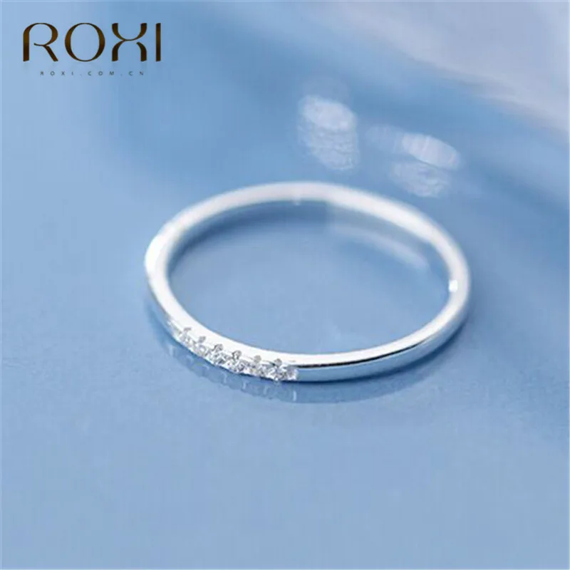 ROXI, 925 пробы, серебряные, прозрачные, CZ, простые кольца на палец для женщин, обручальное, обручальное кольцо, штабелируемое, юбилейное кольцо, вечность