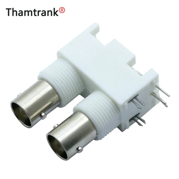

10pcs/lot Dual BNC Female Jack Right Angle PCB Panel Mount Twin BNC Socket Connector Adapter for CCTV Camera