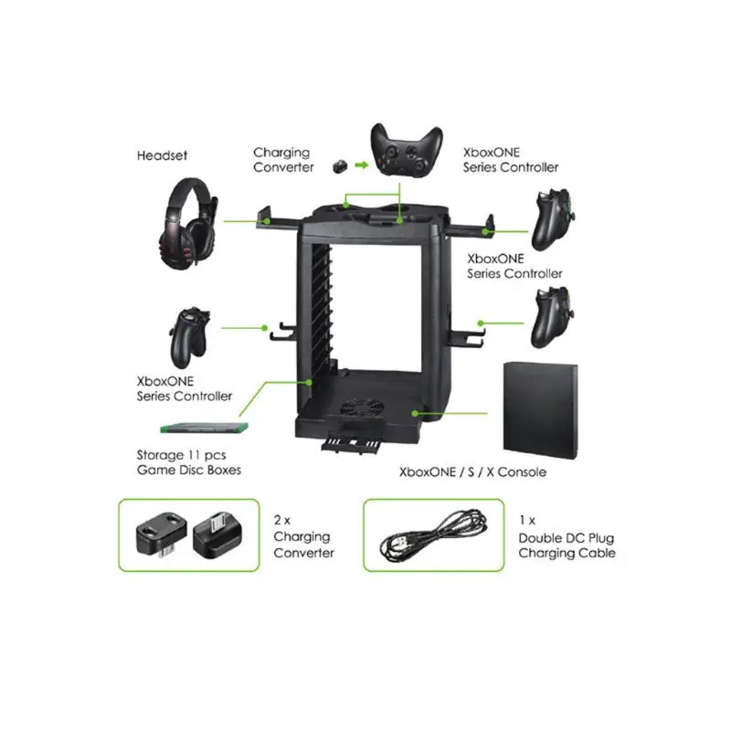 Vertical Stand With Cooling Fan Charging Station For XBOX ONE/X/Slim Controller