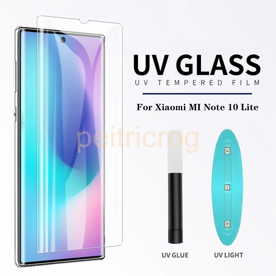 Жидкое УФ-стекло с полным покрытием закаленное стекло для Xiaomi Mi Note 10 lite Pro Case