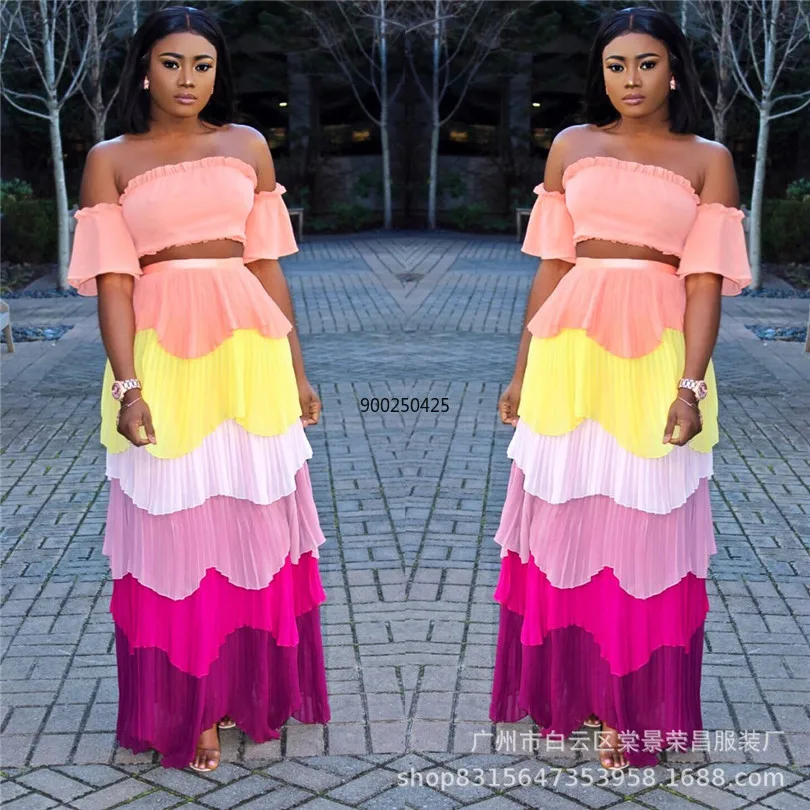 Костюм из двух предметов плиссированное шифоновое рождественское платье