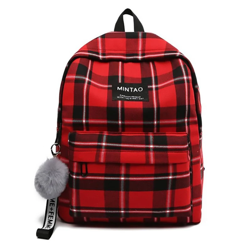 Женский холщовый рюкзак в клетку школьные ранцы для девочек подростков дорожные
