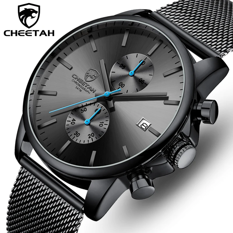 

CHEETAH Stainless Steel Business Watches Men Waterproof Quartz Wristwatch Chronograph Clock Male Sports Watch Relogio Masculino
