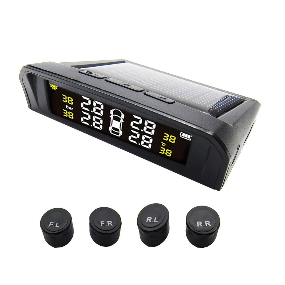 Солнечный цифровой ЖК-дисплей Авто TPMS монитор давления в шинах охранная сигнализация