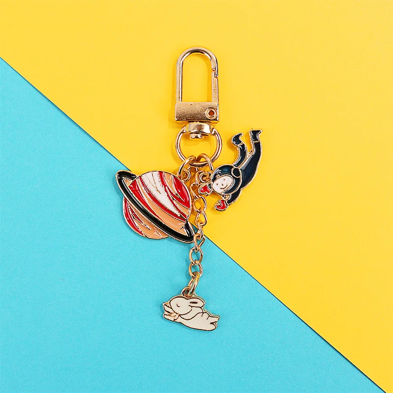

Creative Handmade Fun Goldfish GIRL'S Soft Girl Space Planet of Astronaut Keychain Pendant Bag Ornament