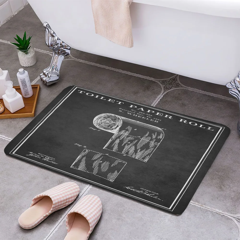 Toilet Paper Roll Patent 3D Print Doormats Rectangle Non-Slip DoorMat Bedroom Kitchen Entrance Door rugs Dropshipping | Дом и сад