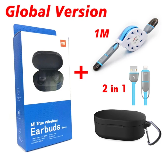 GB1M Cable black Оригинальные беспроводные bluetooth-наушники Xiaomi Redmi Airdots, TWS, bluetooth 5,0, голосовое управление, гарнитура с шумоподавлением, DSP, наушники с микрофоном - Цвет: GB1M Cable black