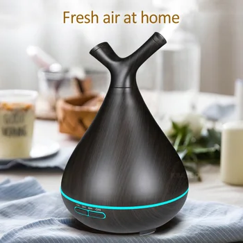 

400ml 2 head air humidifier spout ultrasonic aromatherapy sleep good helper wood grain can be used for home office