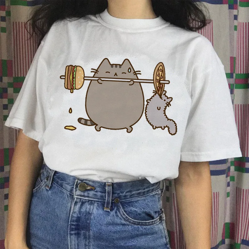 Футболка pusheen cat, harajuku, женская футболка, женская футболка, забавная одежда, эстетическая футболка, Топы, футболка с рисунком, 90s - Цвет: 4762