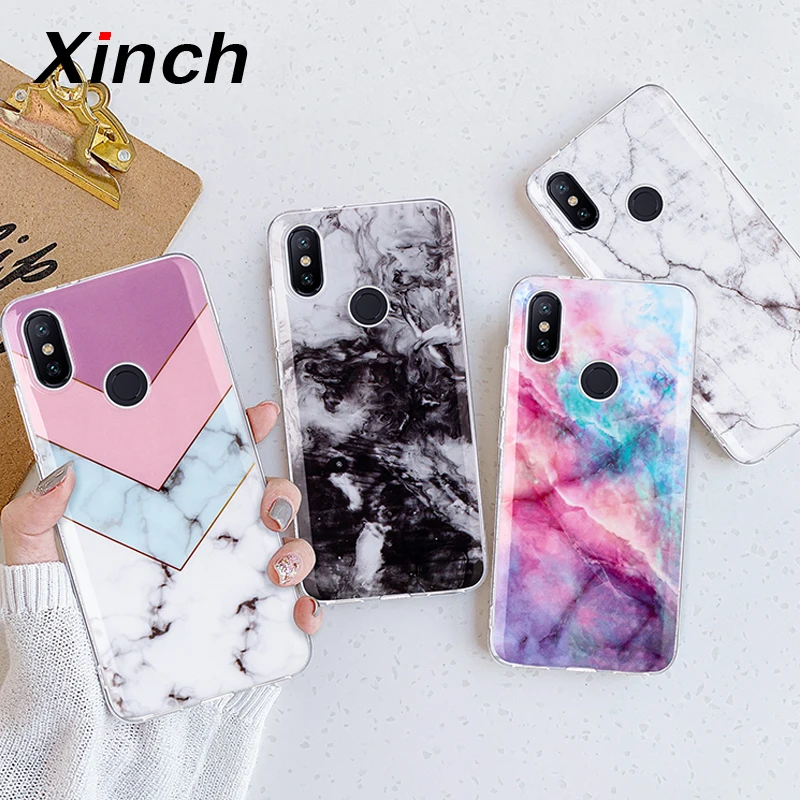 

Xinch Phone Case For Xiaomi Mi 6X A2 Lite Back Cover Xiomi Redmi Note 7 Redmi 6 Pro K20 Shell on Cute Marble TPU Silicone Coque