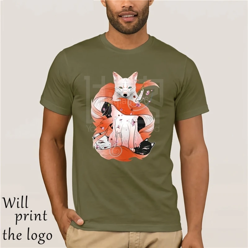 Chic Rosso Kitsune T Camicia Naruto T-Shirt Degli Uomini della Maglietta di Estate Magliette e camicette Del Anime