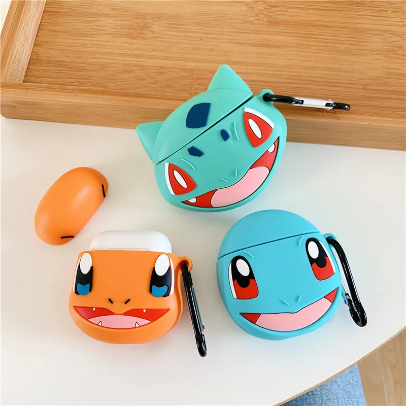 Для AirPods Apple чехол 3D Charmander Squirtle Bulbasaur чехол для наушников для Airpods 1 2 силиконовый чехол Аксессуары Защитная крышка