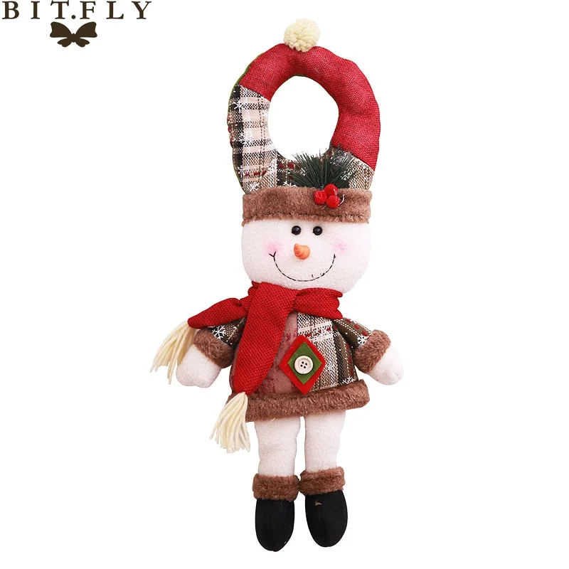 Snowman BITFLY Рождественское украшение для подвешивания на двери ручка двери Санта-Клаус, снеговик кукольные Подвески Новогодние украшения для дома - Цвет: Snowman