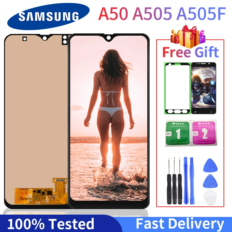 

Super AMOLED LCD For Samsung Galaxy A50 A505 LCD Display SM-A505FN/DS A505F/DS Touch Screen Digitizer Assembly With Frame