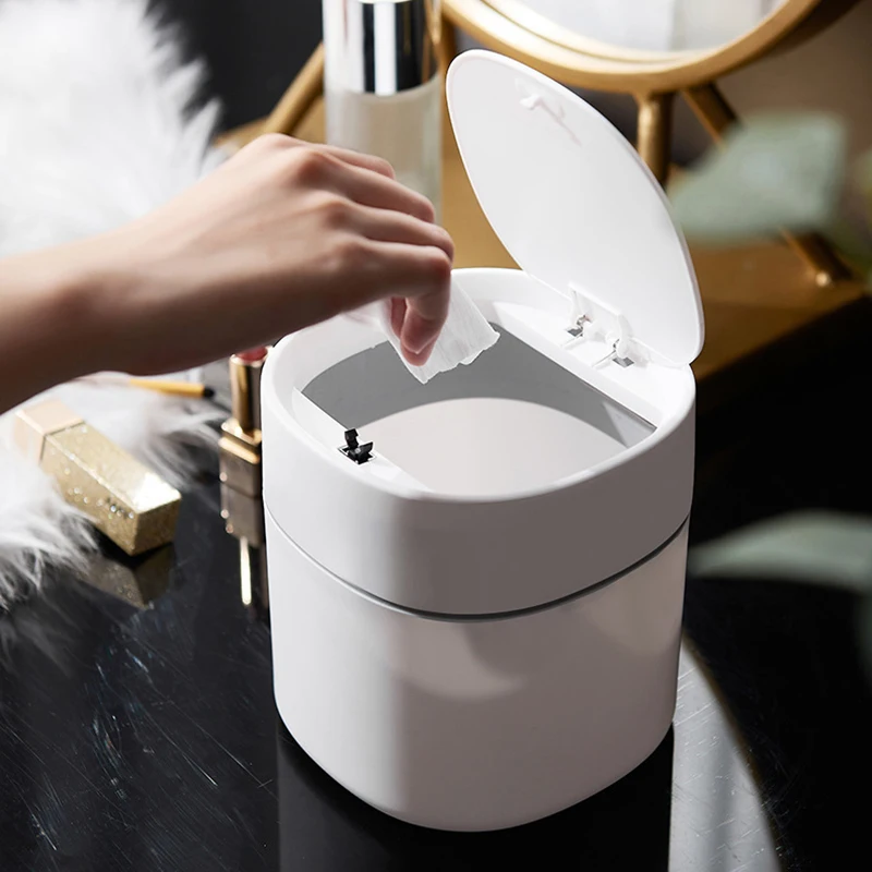 Mini Desktop Multifunctional Trash Can Home Car Storage Bucket Accessories With Lid Garbage Bin Nordic Style Living Room Office