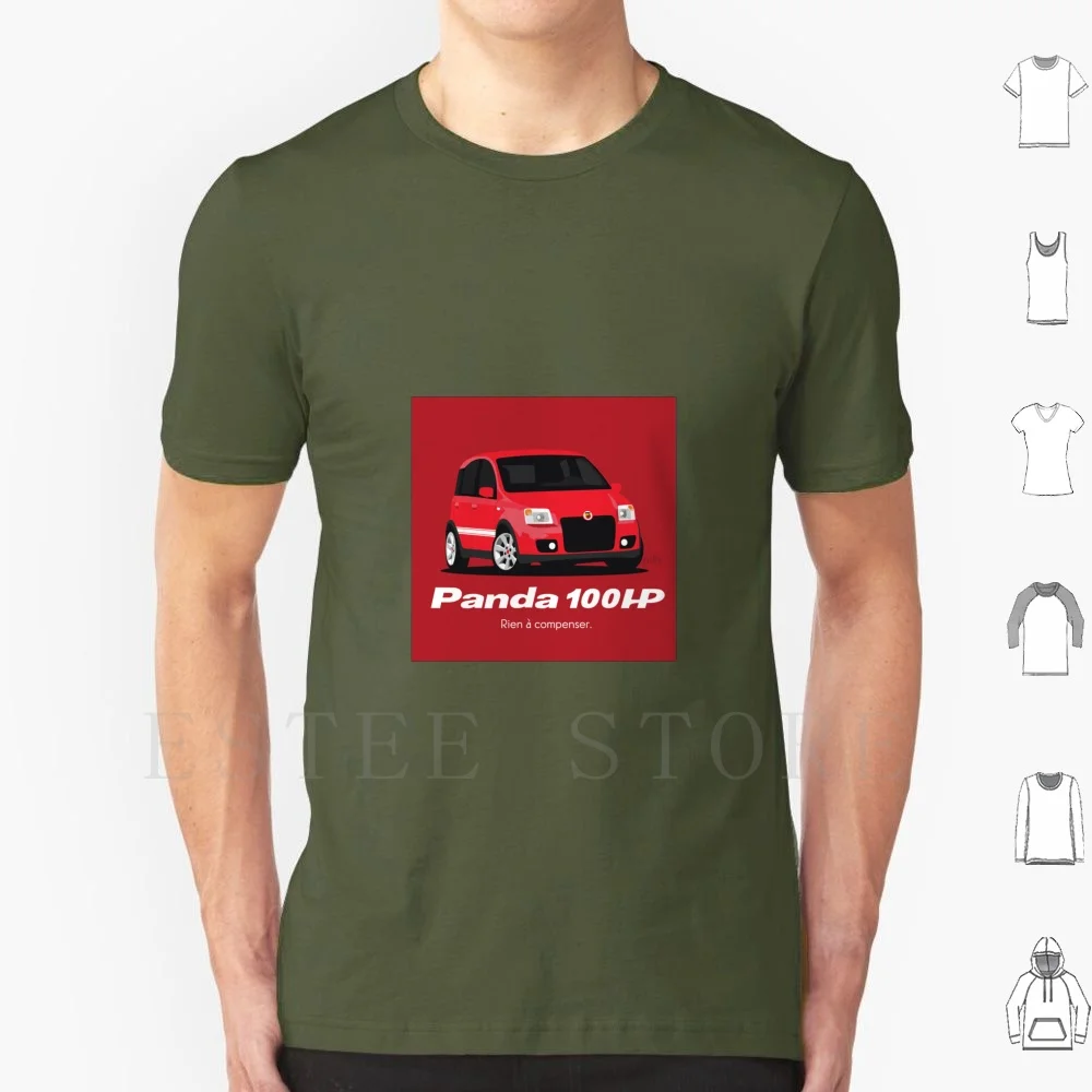 Panda 100Hp: Niente Di Compensazione Maglietta Fai Da Te Grande Formato 100% Cotone Umorismo Citazione Bavaglio Fiat Panda Abarth 100Hp 100 Cv