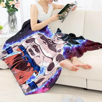 

HUGSIDEA Dragon Ball Z Design Sofa Couch Sherpa Blanket Super Goku DBZ Throw Blanket On Bed Anime Bedspread for Kids Boys Adult
