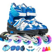 Трикс детей роликовые коньки обувь регулируемый размер мигающие колеса дети Patines