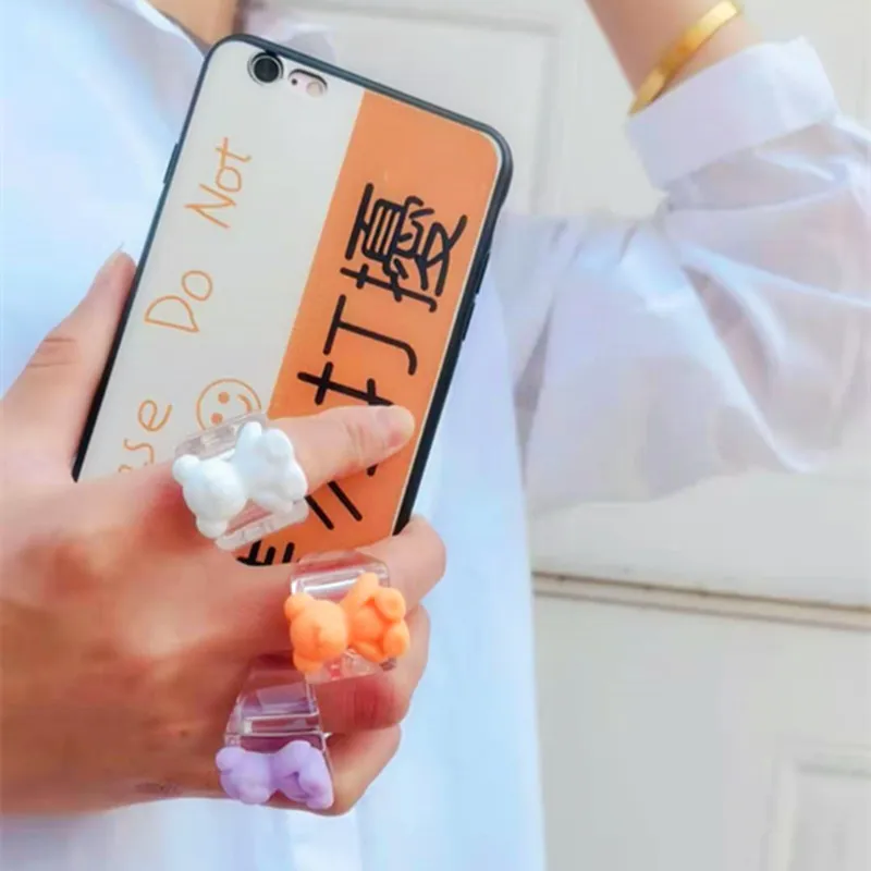 Finger Ring Badminton T Shirt Cute Funny Bear Animal Acrylic Rings For Women Party Jewelry Gift