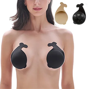 

Newest Cute Whale Strapless Bra Self Adhesive Breast Pasties Cover Reusable Silicone Invisible Push Up Bra