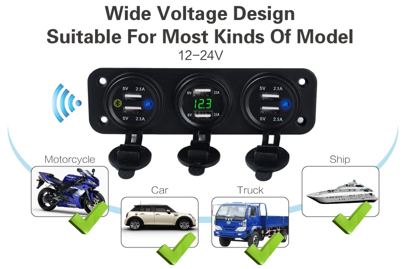 Многопортовое USB Автомобильное зарядное устройство вольтметр Панель двойной USB зарядное устройство DC 12 В до 5 В 3A адаптер питания Быстрый USB к автомобильному разъему зарядное устройство 3A