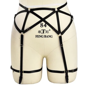 

Body Harness Black Stockings Garter Belt Elastic Punk Rock Dance Party Caged Strappy Waist Suspender Plus Size Sexy Lingerie