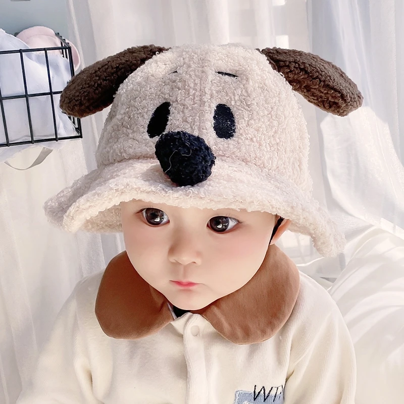 

Children Hat Autumn Winter Models Plush Cartoon Puppy Baby Kids Fisherman Hat Warm Cute Girls Boys Pot Cap