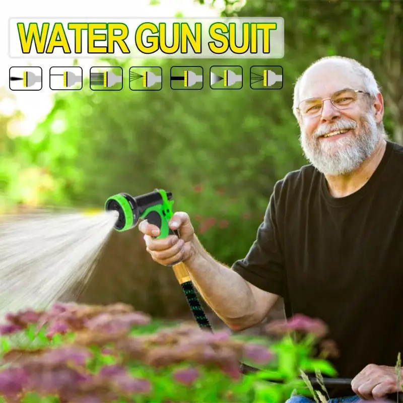 25-100FT Expandable Flexible Garden Hose Car Washing Sprayer Watering Gun Kits Portable Adjustable High Pressure