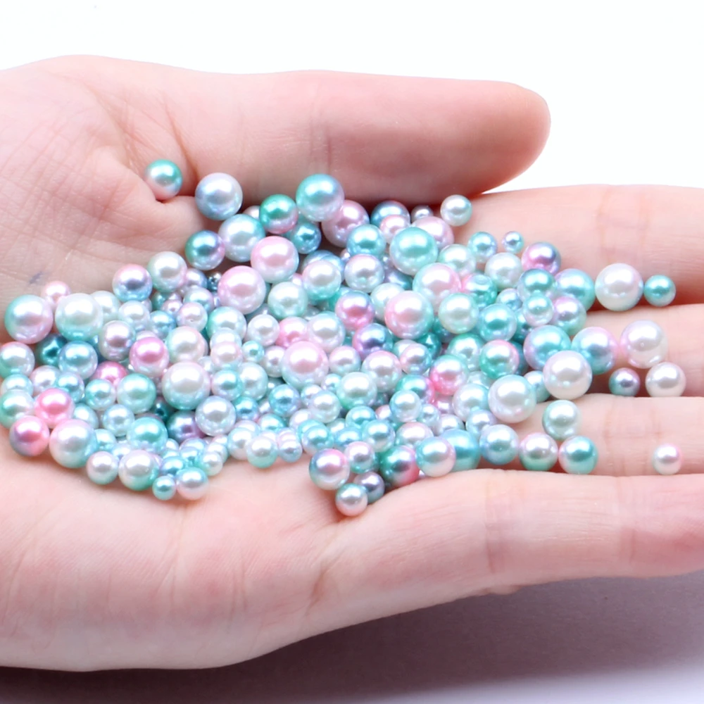 05Light Blue Rainbow Небольшая сумка 4 мм 1000 шт Радужный цвет без круглое отверстие жемчуг имитация платья с жемчугом DIY украшения для ногтей - Цвет: 05Light Blue Rainbow