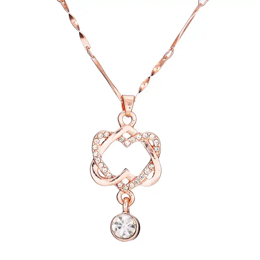 Dames Elegante Ketting Gouden En Zilveren Mode Mooi Pop Kristal Strass Dubbel Hart вешалка Sieraden Geschenk|Подвески| |