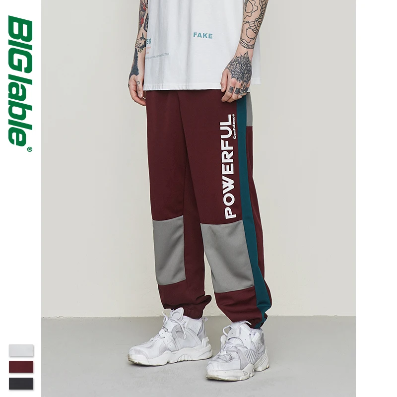 BIG LABLE 2019 Autumn Winter Hip Hop Streetwear Sweatpants Men Elastic Waist Sweatpants Loose Fit Men Sweat Jogger Pants 9359S