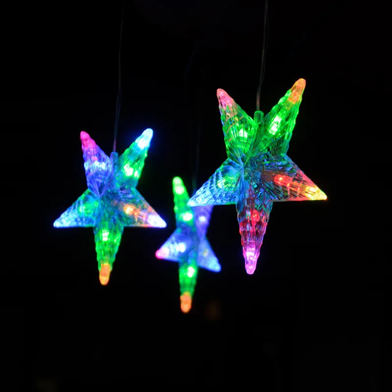LED Moon Star Snowflake Curtain Lights Outdoor Christmas Holiday Decorative Lights Snowflake Background Modeling Lamp Colorful L