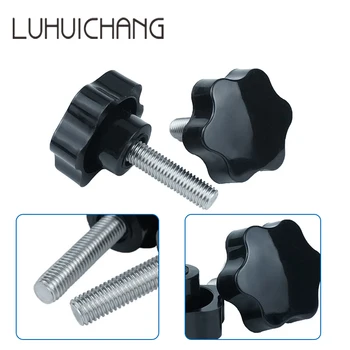 

luhuichang M8 M10 48# Thread Replacement Star Hand Knob Bakelite Hand Tighten Screw Tightening Screw Black Head diameter 48mm
