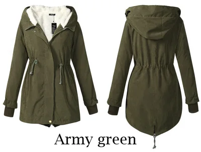 Army Green Новинка, Зимняя женская теплая куртка из искусственного меха, холодное толстое длинное хлопковое пальто, женская Повседневная Свободная парка на молнии с капюшоном размера плюс - Цвет: Army Green