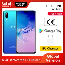 ELEPHONE A6 MAX 4 Гб 64 Гб Смартфон 6,53 ''экран MT6762V 20 МП фронтальная камера отпечаток лица разблокировка мобильных телефонов Android 9,0