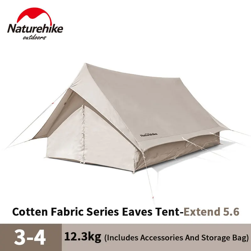 

Naturehike Cotton Eaves Tent 3-4 Person 12.3kg Single Layer Family Tent 3 Seasons Fast Building Outdoor Shelter With Windows